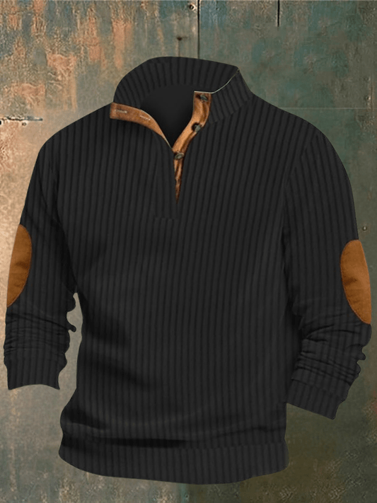 Pull Homme Col Rond Noir et Marron Chaud et Élégant - PanierRoyale