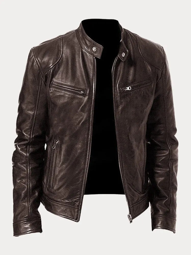 Veste Cuir Homme Slim Fit avec Doublure Chaude et Cuir Similicuir