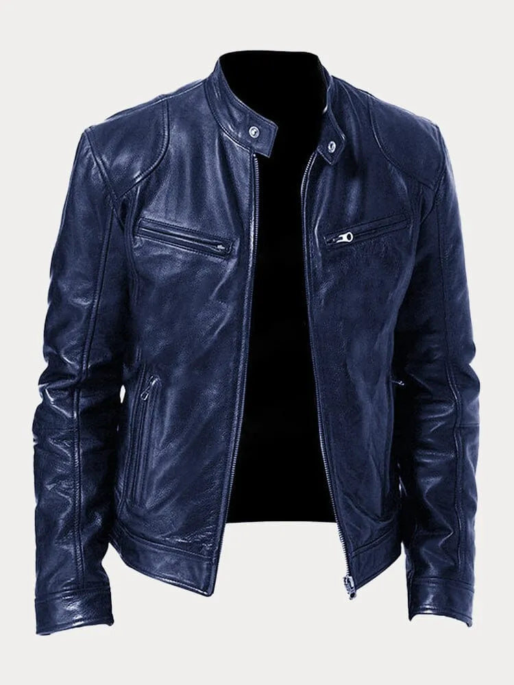 Veste Cuir Homme Slim Fit avec Doublure Chaude et Cuir Similicuir