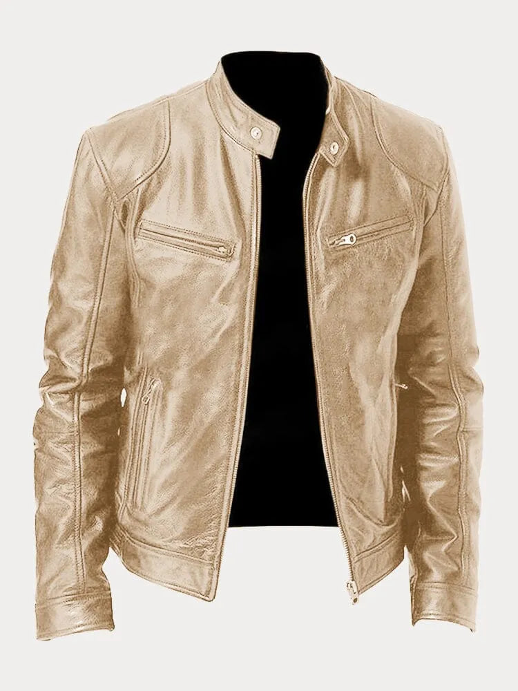 Veste Cuir Homme Slim Fit avec Doublure Chaude et Cuir Similicuir