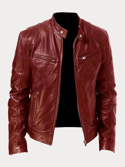 Veste Cuir Homme Slim Fit avec Doublure Chaude et Cuir Similicuir - PanierRoyale