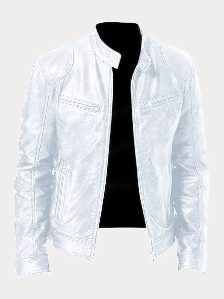 Veste Cuir Homme Slim Fit avec Doublure Chaude et Cuir Similicuir
