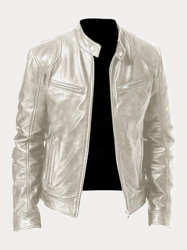 Veste Cuir Homme Slim Fit avec Doublure Chaude et Cuir Similicuir