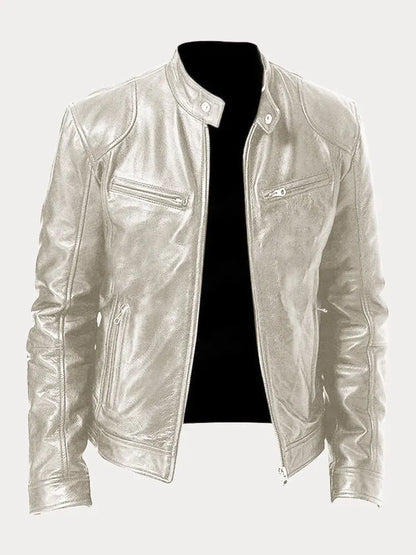 Veste Cuir Homme Slim Fit avec Doublure Chaude et Cuir Similicuir