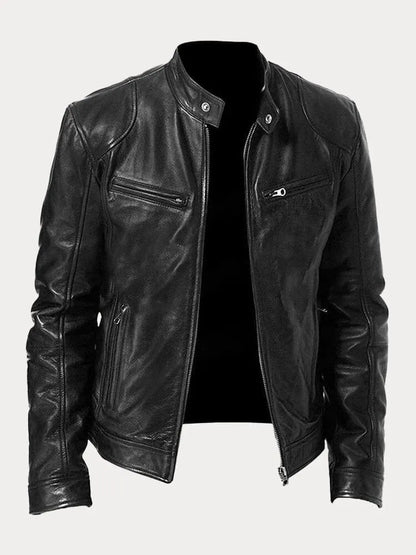 Veste Cuir Homme Slim Fit avec Doublure Chaude et Cuir Similicuir