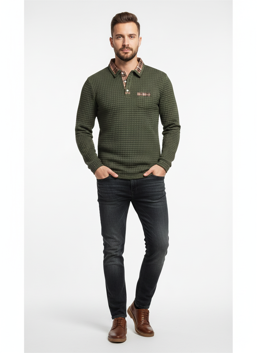 Polo Homme Coton Classique à Carreaux - PanierRoyale