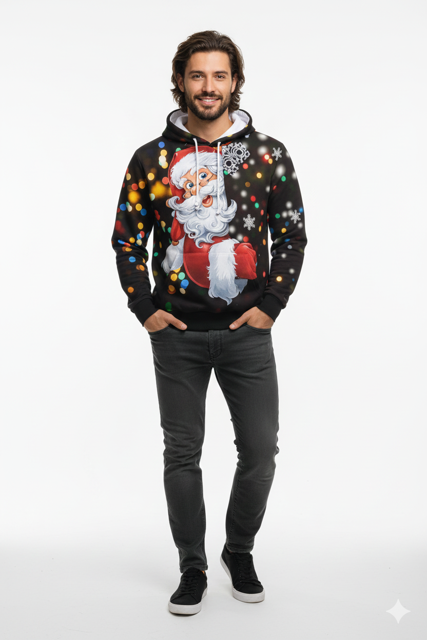 Pull d'Hiver Homme – Sweat à Capuche avec Manches Longues et Imprimé Hiver - PanierRoyale