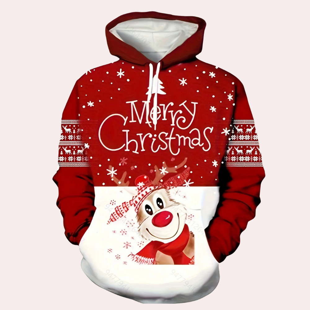 TOBIE - Sweat à Capuche de Noël Imprimé pour Hommes