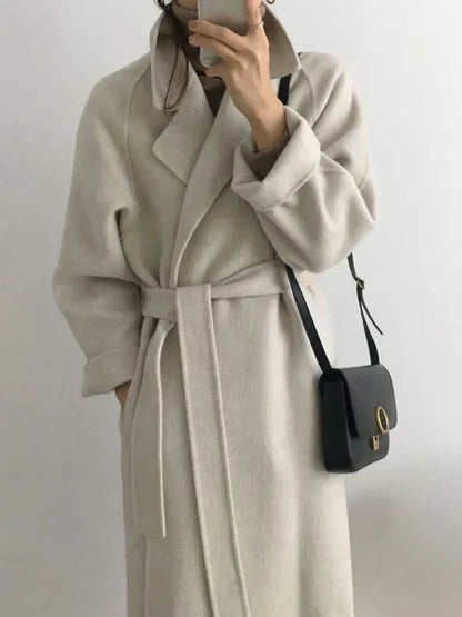 Manteau Femme Laine Brun Chaud et Élégant