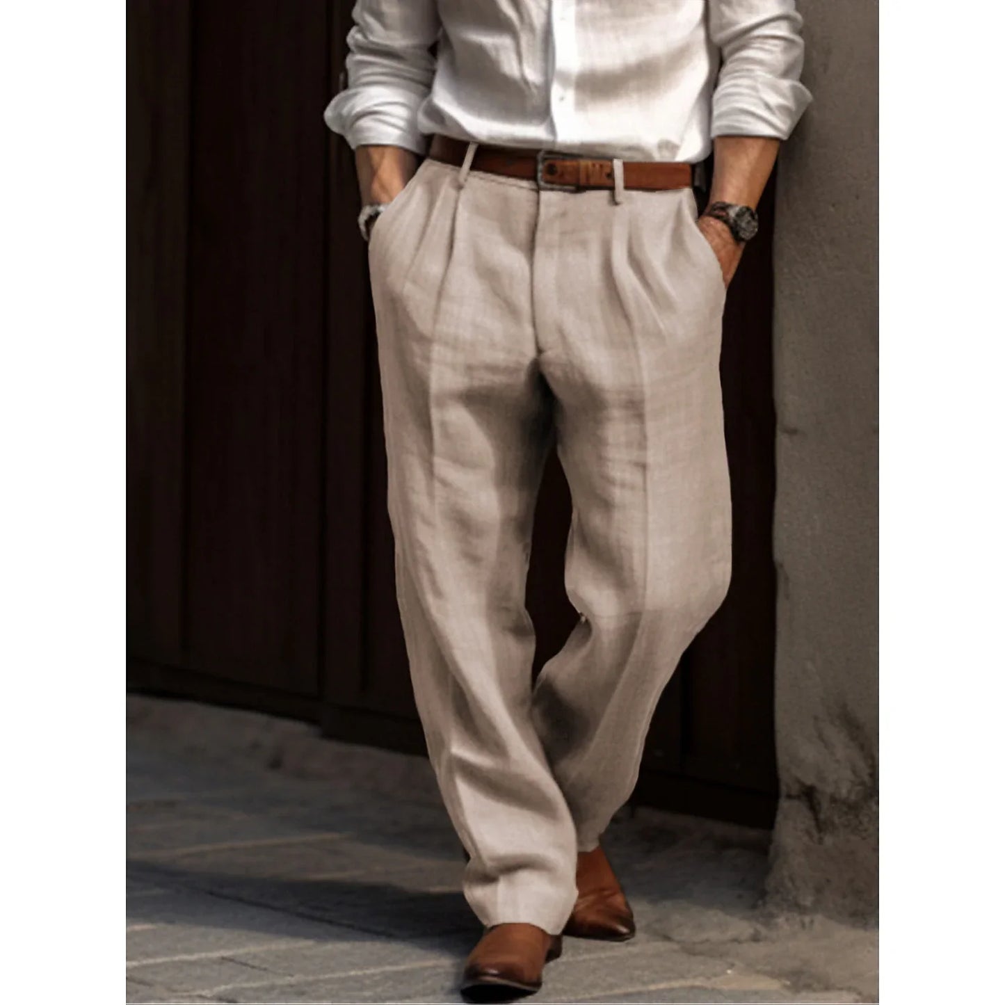 Pantalon Lin Coton Plissé Homme - BerlinGlamour