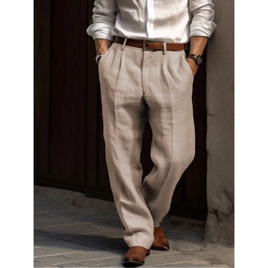 Pantalon Lin Coton Plissé Homme - BerlinGlamour