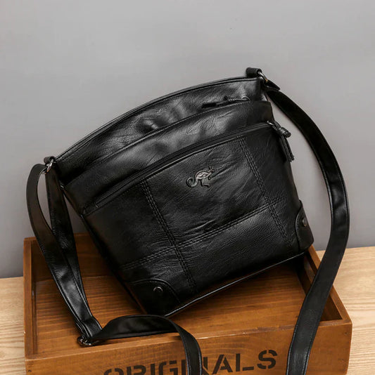Sac à main en cuir noir femme chic et élégant - PanierRoyale