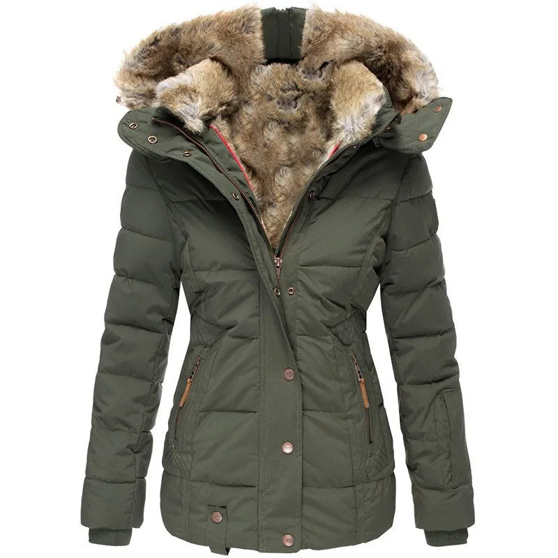 Veste Hiver Femme Longue à Col Fourré - PanierRoyale