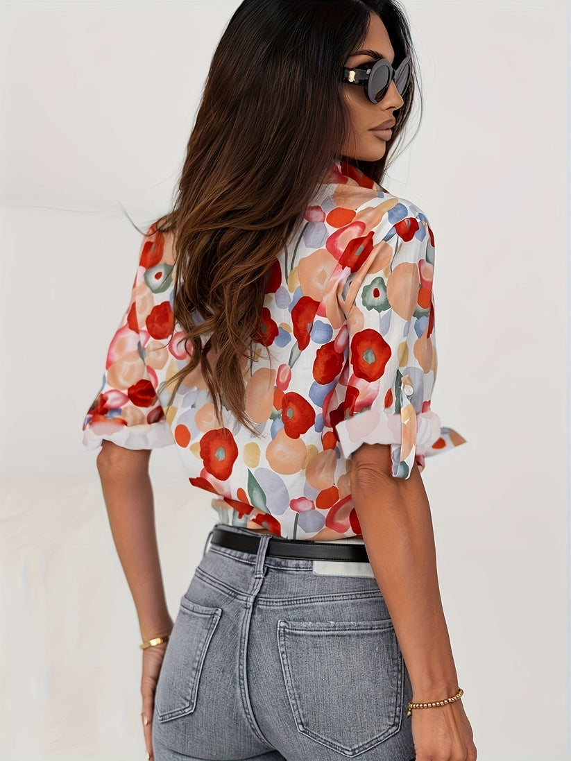 Blouse Femme Imprimé Floral Tissu Léger Coupe Décontractée