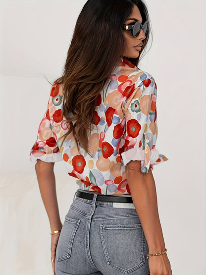 Blouse Femme Imprimé Floral Tissu Léger Coupe Décontractée