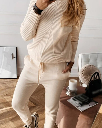 Ensemble Maille Femme Confort - Col Roulé et Pantalon Lounge