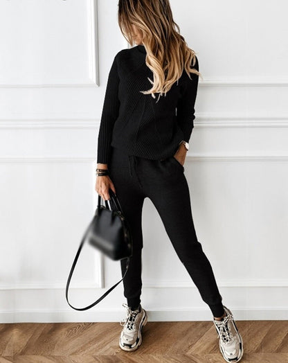 Ensemble Maille Femme Confort - Col Roulé et Pantalon Lounge