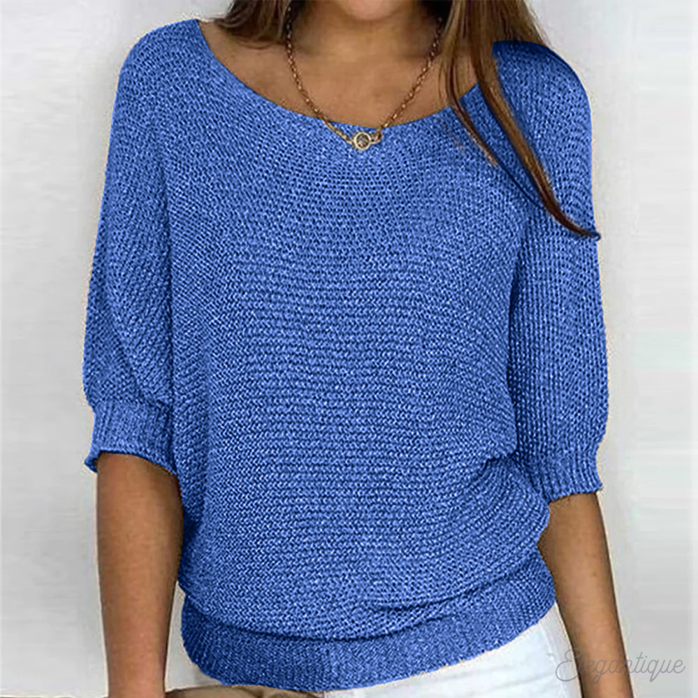 Pull Femme Manches Courtes Élégant Beige