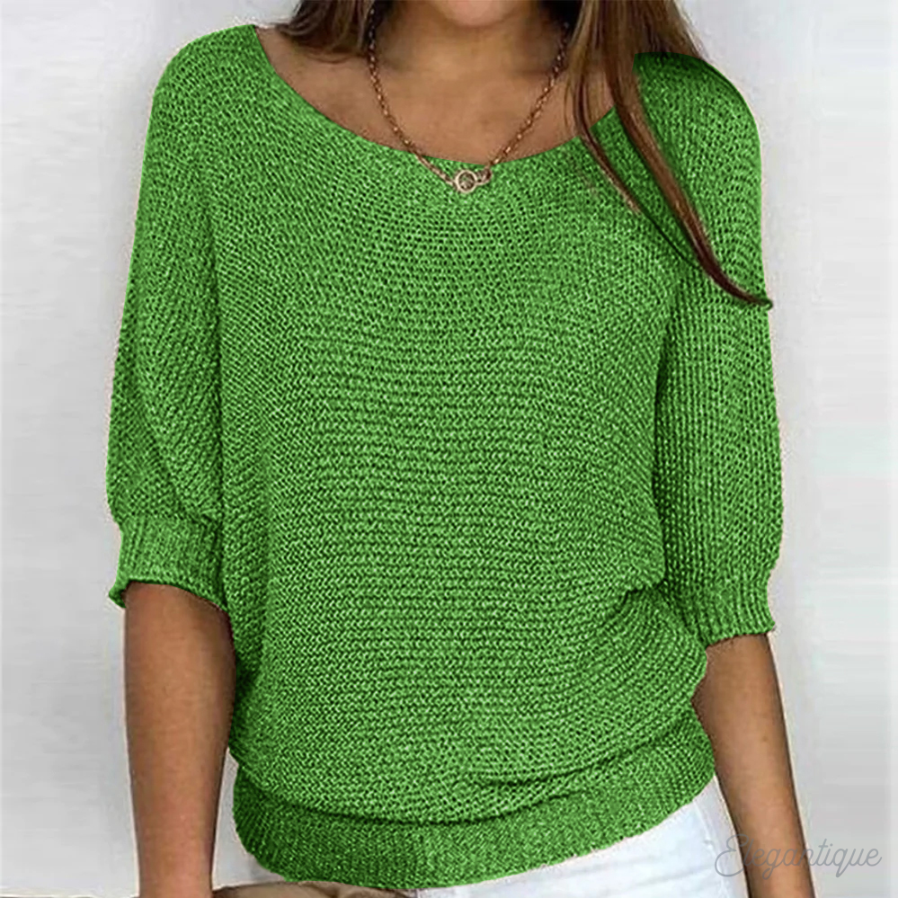 Pull Femme Manches Courtes Élégant Beige