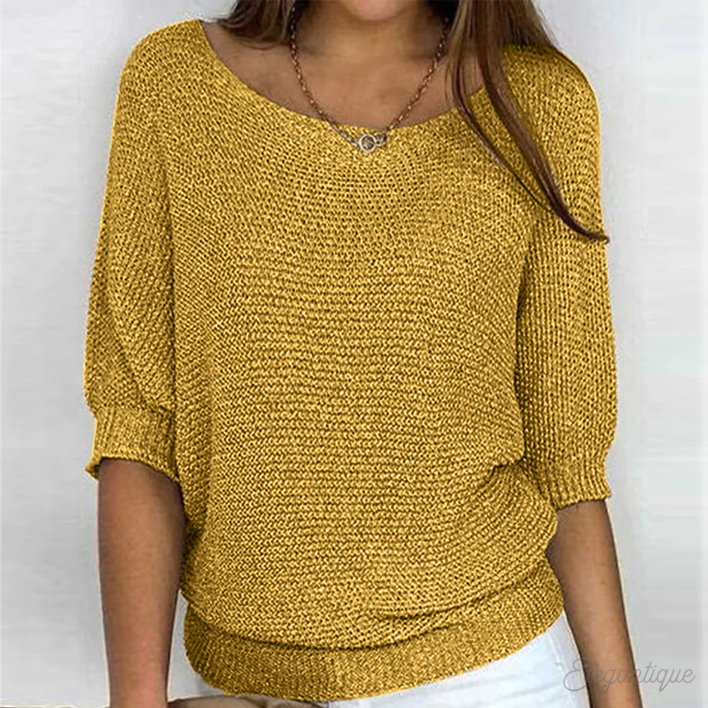 Pull Femme Manches Courtes Élégant Beige