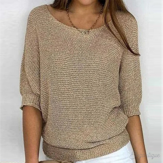 Pull Femme Manches Courtes Élégant Beige - PanierRoyale