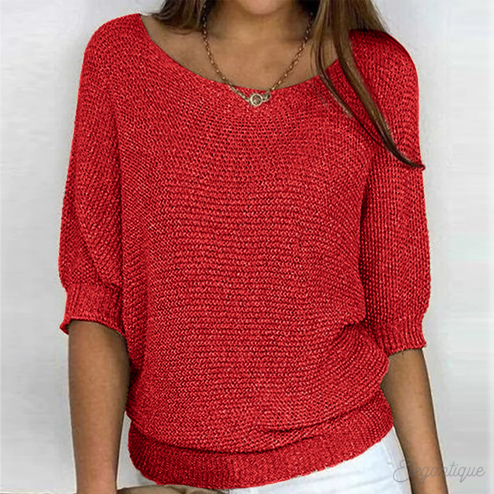Pull Femme Manches Courtes Élégant Beige