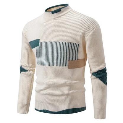 Pull Col Montant Géométrique Uni et Confortable - PanierRoyale
