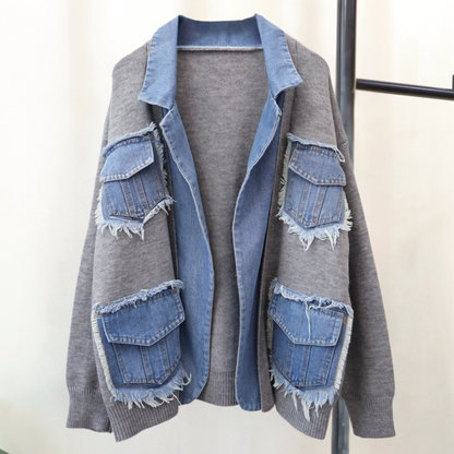 HADRIA - Gilet en Denim Tricot Femme