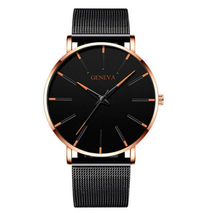 Montre Femme Élégante avec Cadran Noir et Bracelet Acier