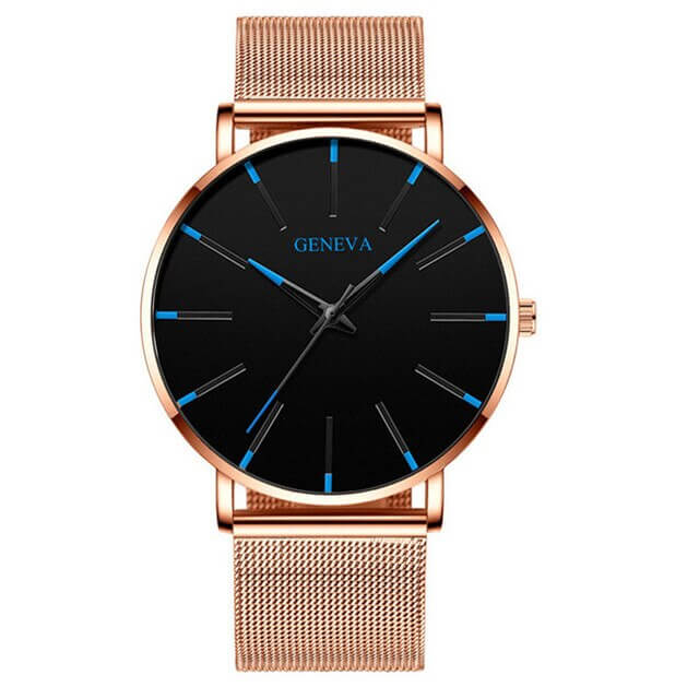 Montre Femme Élégante avec Cadran Noir et Bracelet Acier