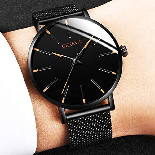 Montre Femme Élégante avec Cadran Noir et Bracelet Acier - PanierRoyale