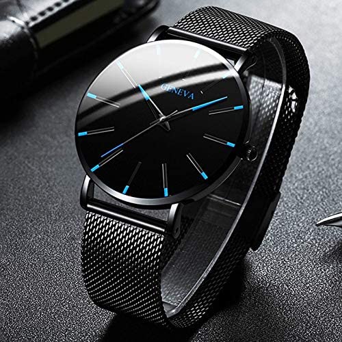 Montre Femme Élégante avec Cadran Noir et Bracelet Acier