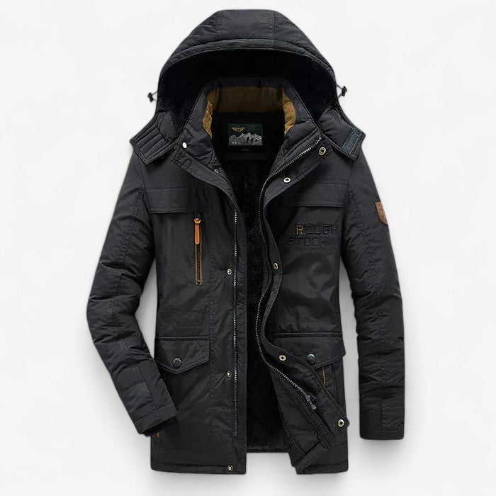 Veste Hiver Fleece Étanche avec Capuche et Poches Réfléchissantes - PanierRoyale