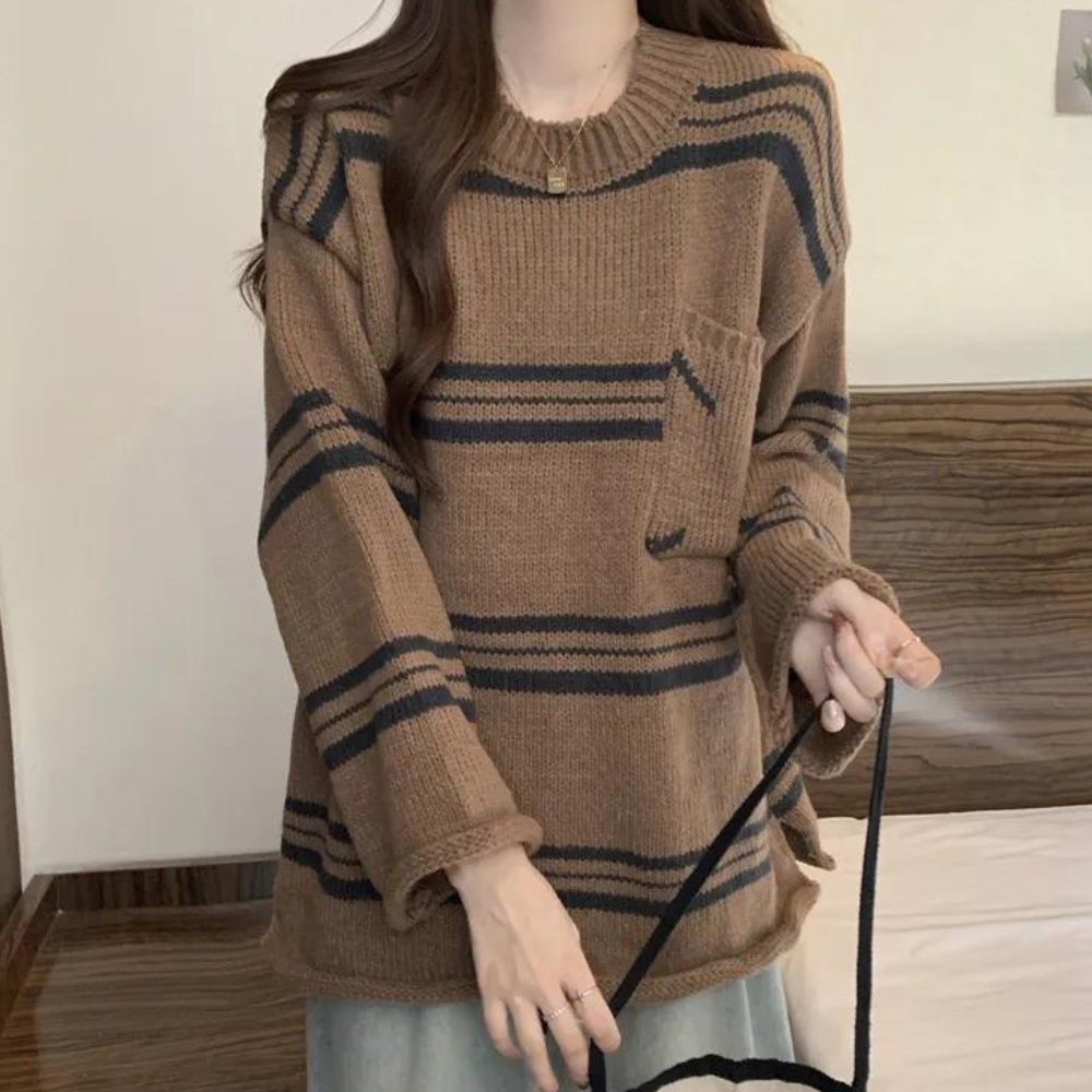 Pull à Rayures Doux et Confortable pour Femme - PanierRoyale