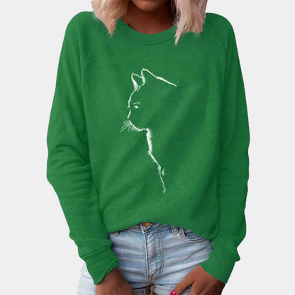 Pull Femme Chat Décontracté et Coloré