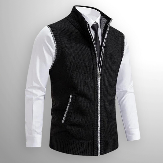Gilet Homme Zippé Noir sans Manches - PanierRoyale