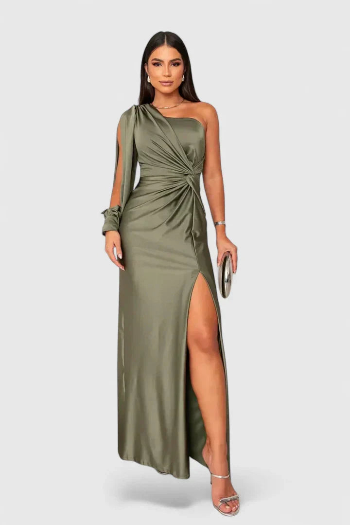 Robe Soirée Épaule Dévoilée et Ceinture