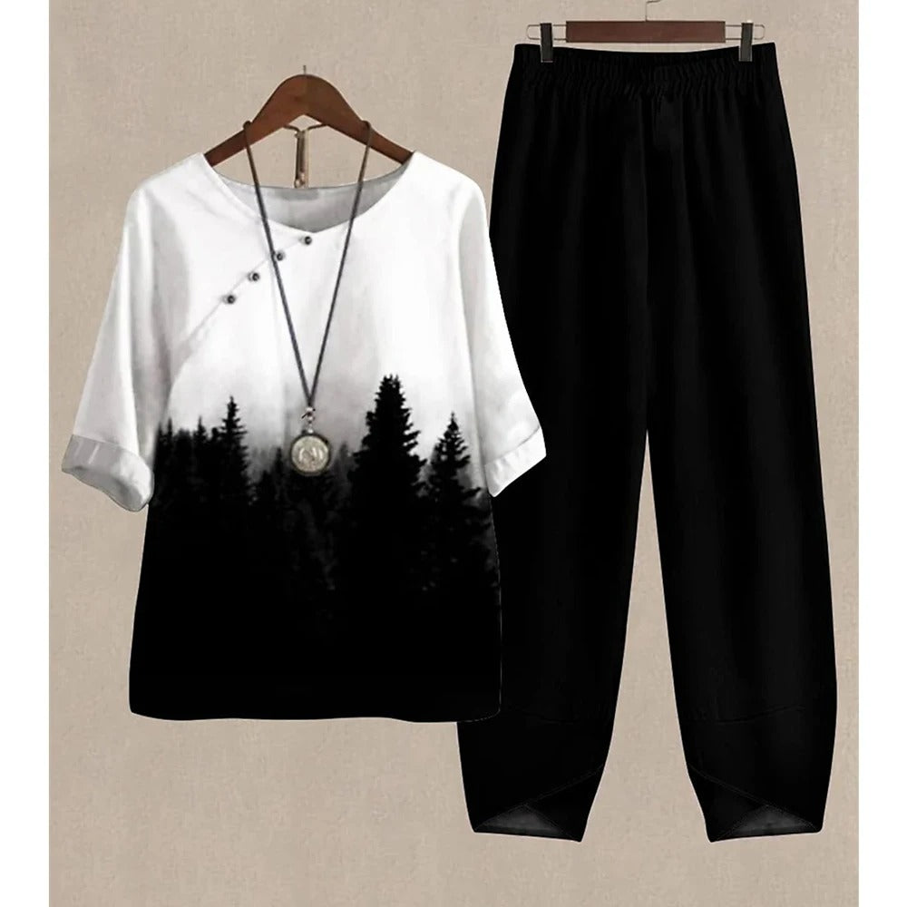 Ensemble Deux Pièces Élégant - Chemise Légère et Pantalon Confort