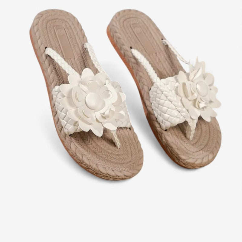 Sandales Été à Talons Plats avec Fleurs Colorées