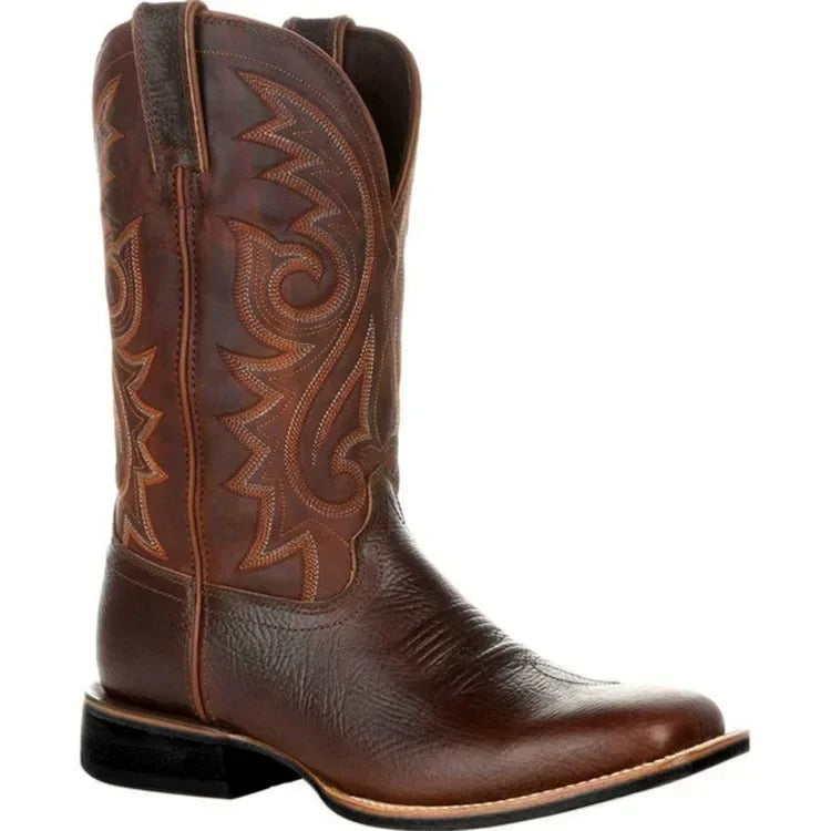 Bottes cowboy homme cuir noir orné