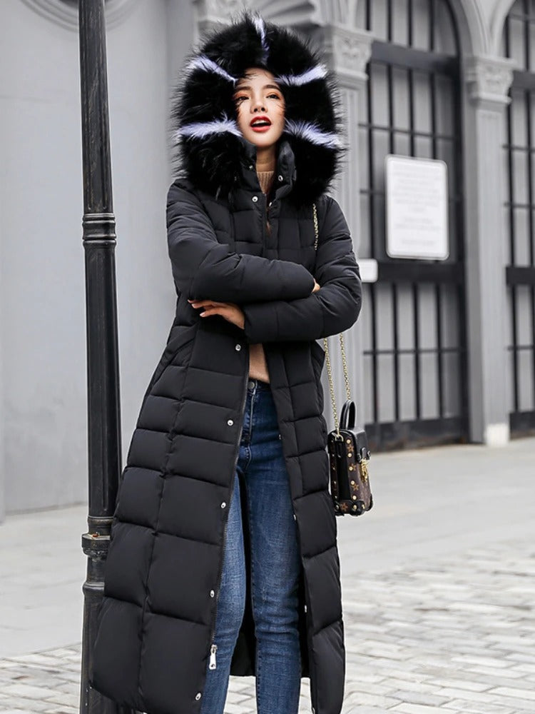 Manteau Femme Hiver Chaud avec Capuche et Poches Réversible - PanierRoyale