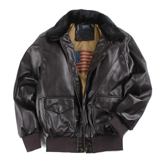 Blouson Cuir Homme Classique Brun - PanierRoyale