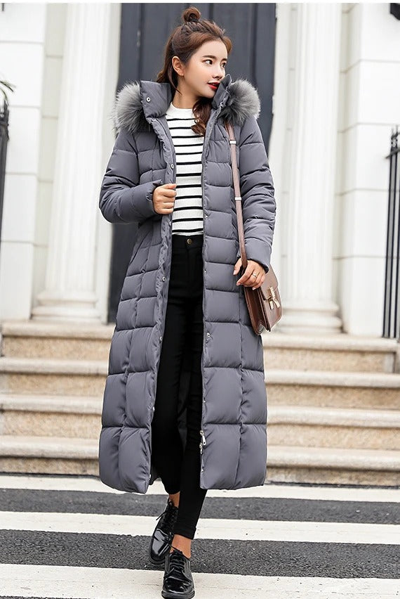 Manteau Femme Hiver Chaud avec Capuche et Poches Réversible