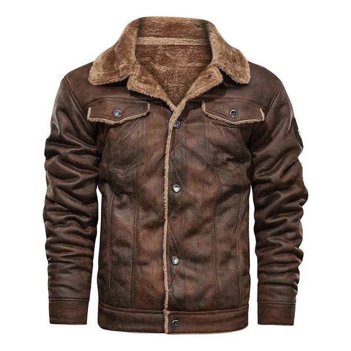 Blouson Cuir Hiver Fourrure Doublée pour Homme