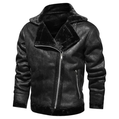 Blouson Cuir Hiver Fourrure Doublée pour Homme