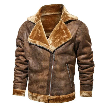 Blouson Cuir Hiver Fourrure Doublée pour Homme