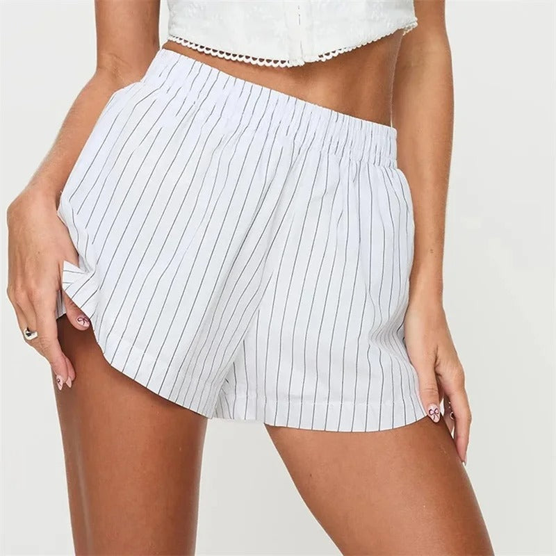 Short Dames Décontracté Rayé Marine