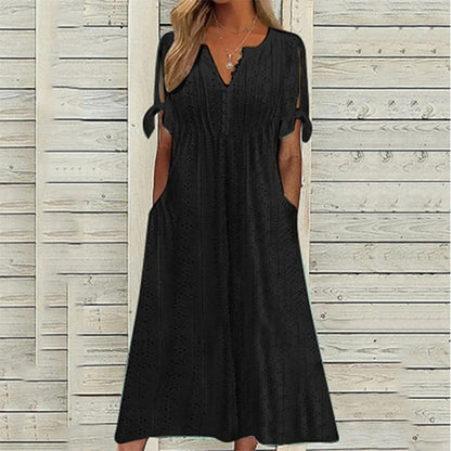 Robe Été Dentelle Col V Légère et Féminine