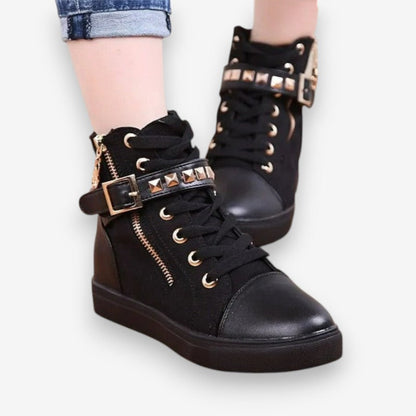 Bottines Femmes Confortables à Lacets avec Semelle Épaisse - PanierRoyale