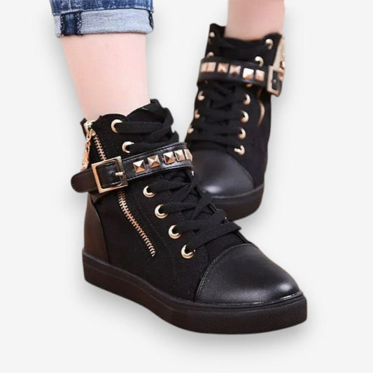 Bottines Femmes Confortables à Lacets avec Semelle Épaisse - PanierRoyale